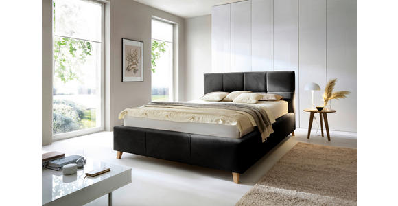 POLSTERBETT Bettkasten, Lattenrost 180/200 cm in Schwarz - Buchefarben/Schwarz, KONVENTIONELL, Holz/Textil (180/200cm) - Carryhome