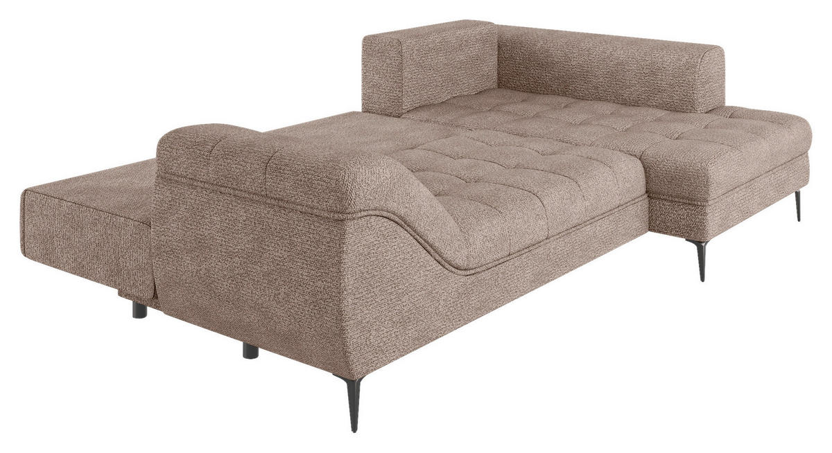 ECKSOFA Braun Struktur, Bouclé  - Schwarz/Braun, Design, Textil (177/276cm) - MID.YOU