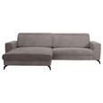 ECKSOFA Taupe Cord  - Taupe/Schwarz, KONVENTIONELL, Textil/Metall (178/290cm) - Cantus