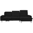 ECKSOFA in Webstoff Schwarz  - Schwarz, LIFESTYLE, Textil/Metall (310/180cm) - Valnatura