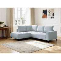 ECKSOFA RAFAEL Hellblau Struktur Rückenkissen, Bettkasten  - Schwarz/Hellblau, Design, Textil/Metall (218/269cm) - P & B