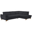 ECKSOFA in Bouclé Schwarz  - Eichefarben/Schwarz, MODERN, Holz/Textil (287/212cm) - Valnatura