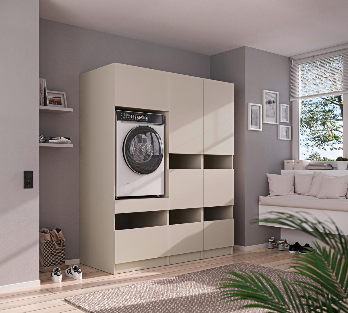 MEHRZWECKSCHRANK 50/200/68 cm  in Kaschmir  - Kaschmir/Schwarz, Design, Holzwerkstoff/Metall (50/200/68cm) - Milino
