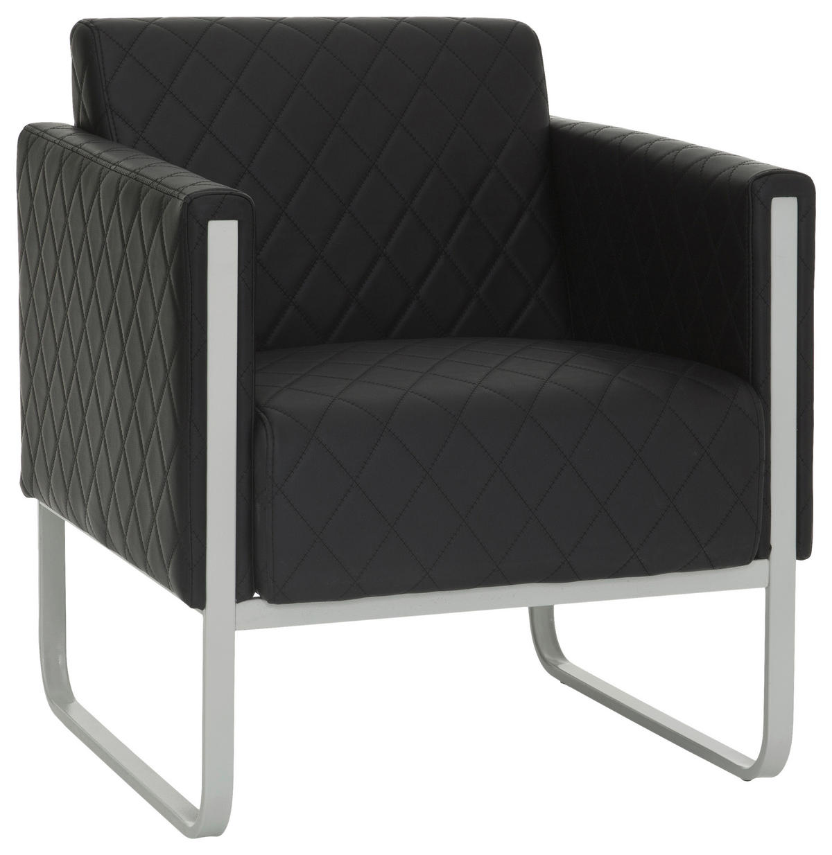 SESSEL in Lederlook Schwarz, Hellgrau  - Hellgrau/Schwarz, MODERN, Textil/Metall (67/78/71cm) - MID.YOU