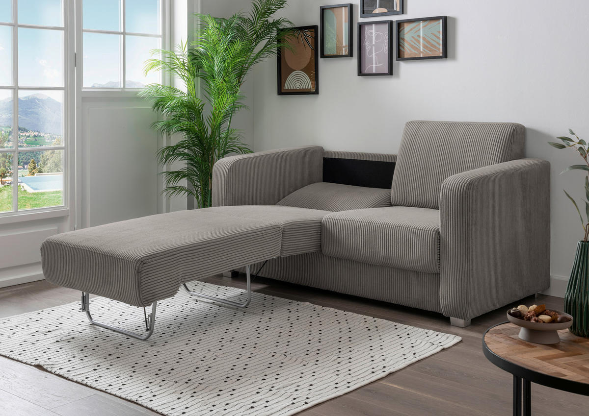 SCHLAFSOFA in Textil Graubraun  - Chromfarben/Graubraun, Basics, Kunststoff/Textil (159/88/87cm) - Livetastic