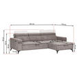 ECKSOFA Taupe Cord Rücken echt, Kopfteilverstellung, Sitzvorzug  - Taupe/Schwarz, KONVENTIONELL, Textil/Metall (257/170cm) - Carryhome