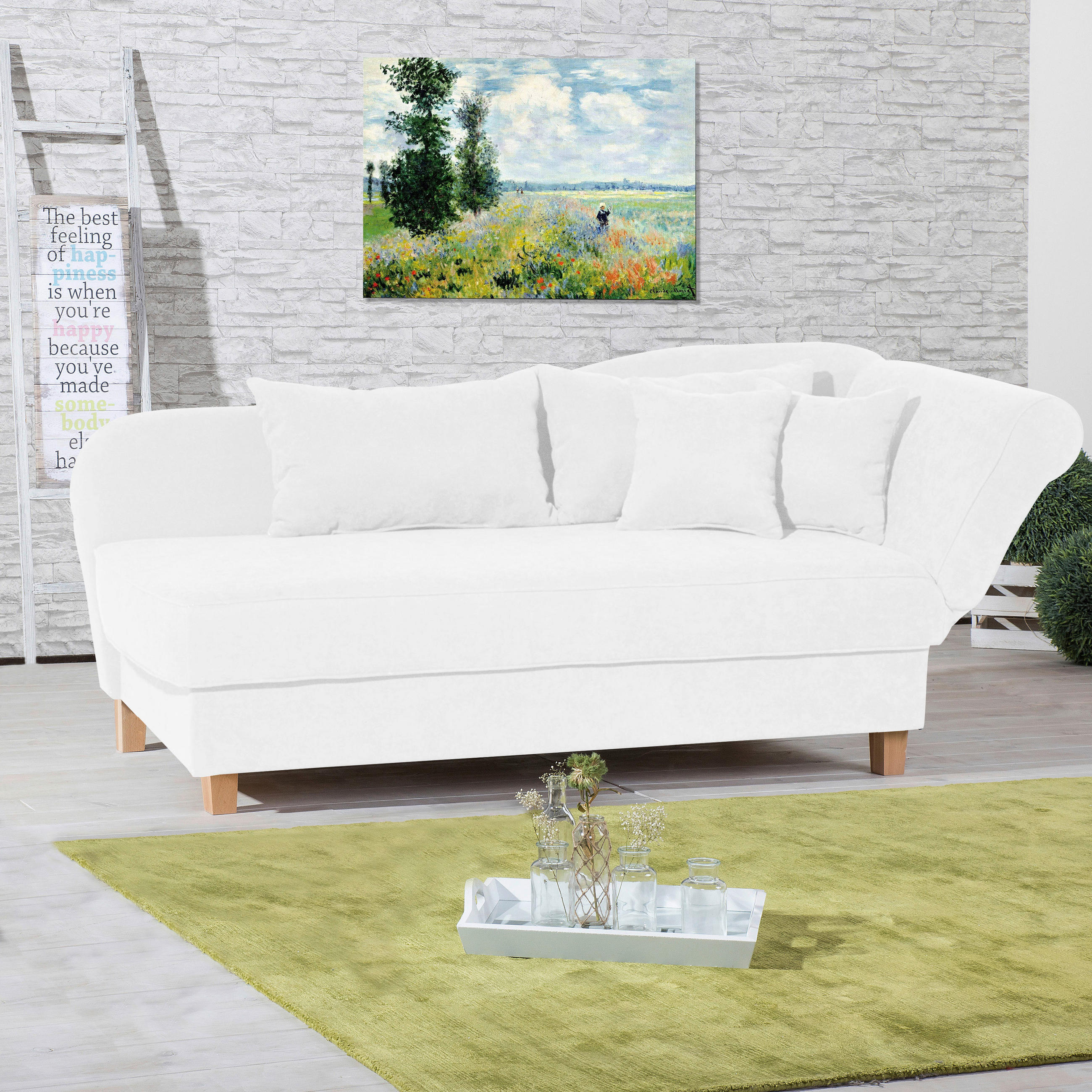 RÉCAMIERE Creme Velours  - Buchefarben/Creme, Design, Holz/Textil (190/88/82cm) - Max Winzer