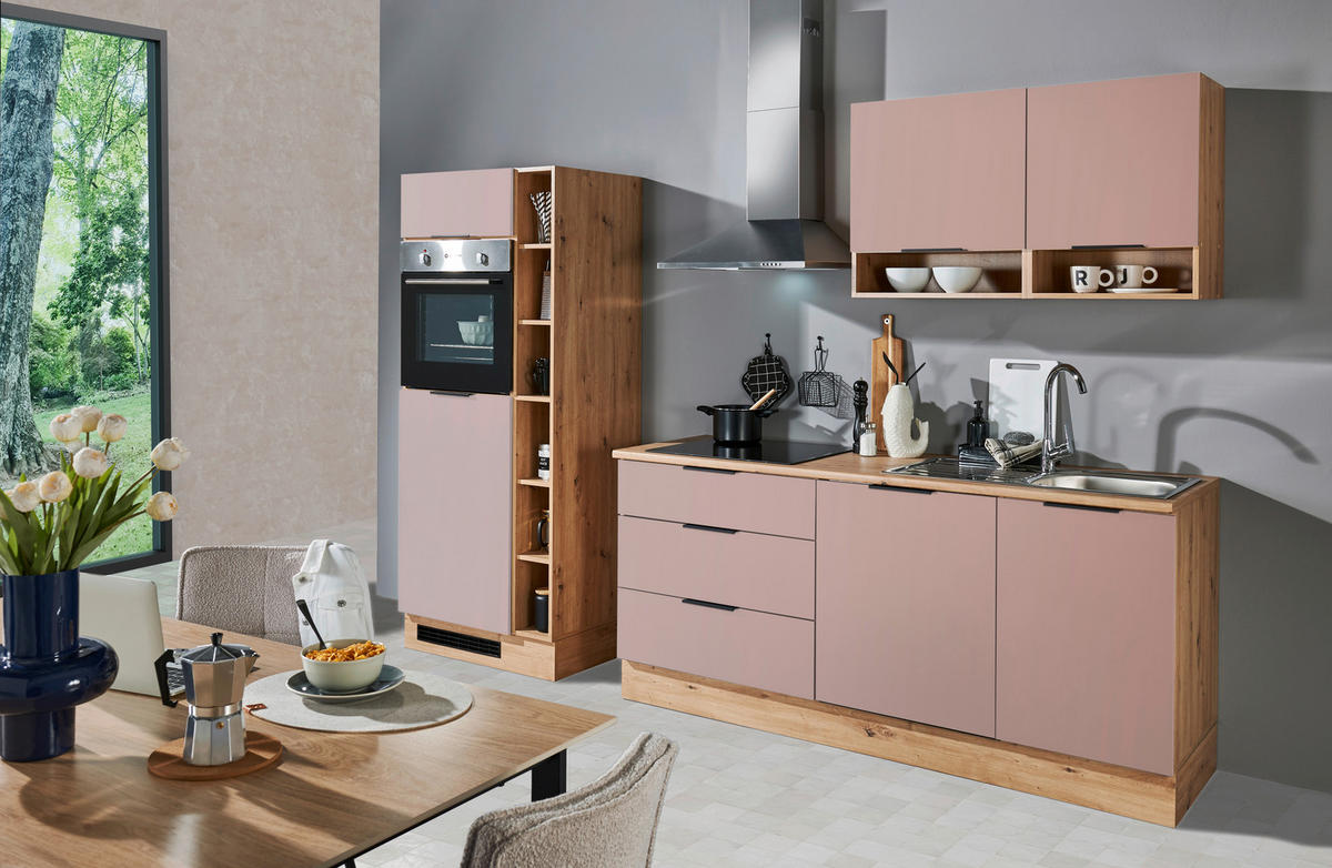 KÜCHENLEERBLOCK 270 cm   in Rosa, Eiche Artisan  - Schwarz/Eiche Artisan, Design, Holzwerkstoff/Kunststoff (270cm) - MID.YOU