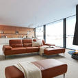 ECKSOFA 16580 Sprint in Echtleder Cognac  314/176 cm  - Cognac/Bronzefarben, Design, Leder/Holz (314/176cm) - Valnatura