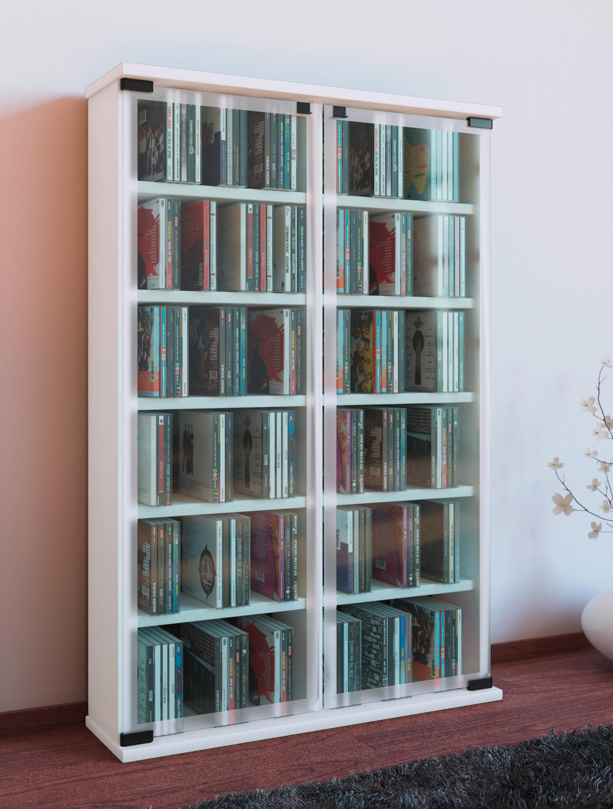 CD-REGAL - Weiss, Konventionell, Glas/Holzwerkstoff (60/92/18cm) - MID.YOU