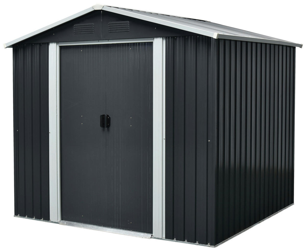 GERÄTEHAUS 301/214/174 cm  - Anthrazit/Weiß, Basics, Metall (301/214/174cm)