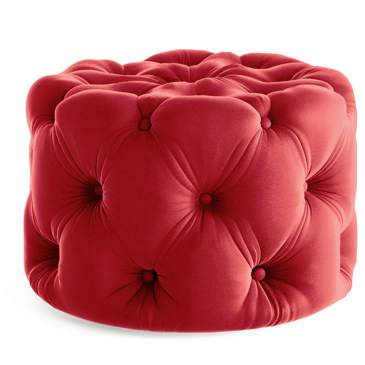 HOCKER Fresco Samt Rot  - Rot/Schwarz, Design, Kunststoff/Textil (60/39/60cm) - P & B