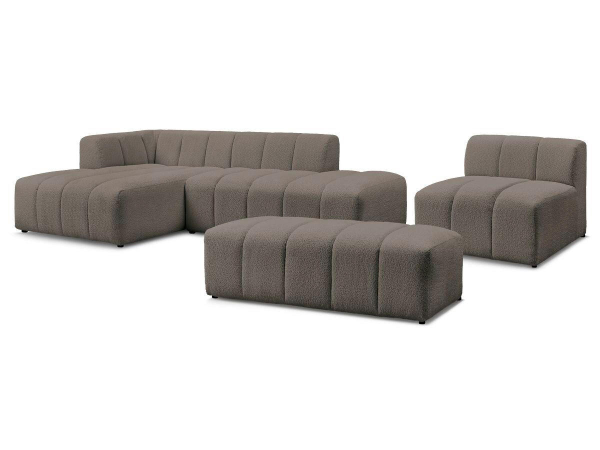 ECKSOFA Ottomane links  ANNECY Taupe Bouclé  - Taupe/Schwarz, MODERN, Kunststoff/Textil (170/262cm)