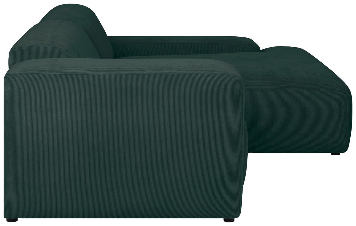 ECKSOFA HANNAH Grün Cord  - Schwarz/Grün, Design, Kunststoff/Textil (252/170cm) - MID.YOU