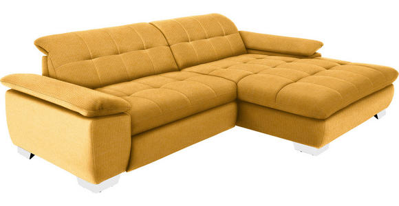 ECKSOFA in Mikrofaser Dunkelgelb  - Chromfarben/Dunkelgelb, Design, Textil/Metall (265/180cm) - Carryhome