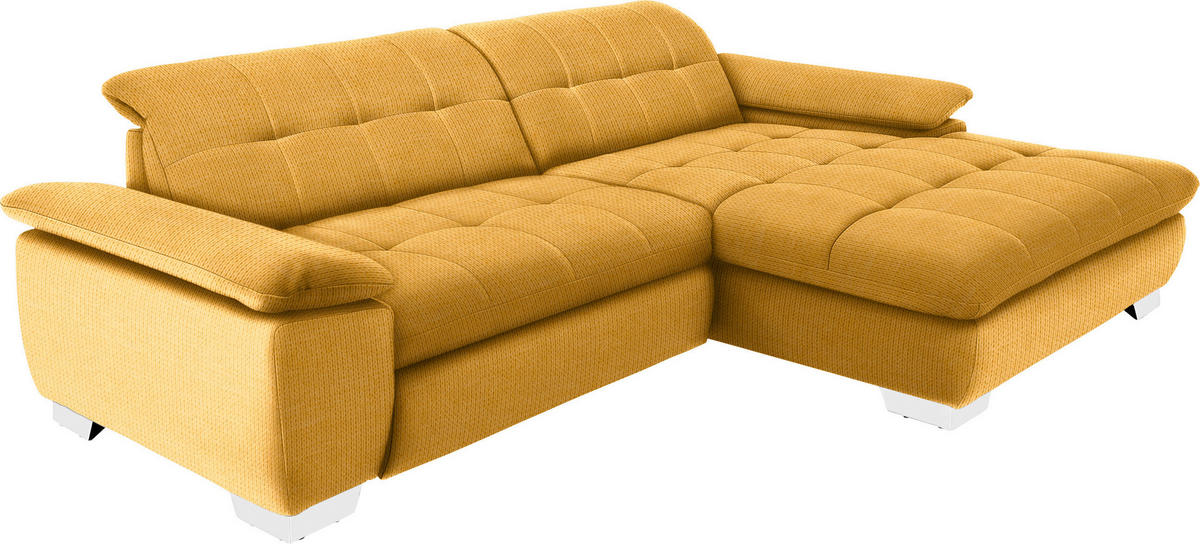 ECKSOFA in Mikrofaser Dunkelgelb  - Chromfarben/Dunkelgelb, Design, Textil/Metall (265/180cm) - Carryhome