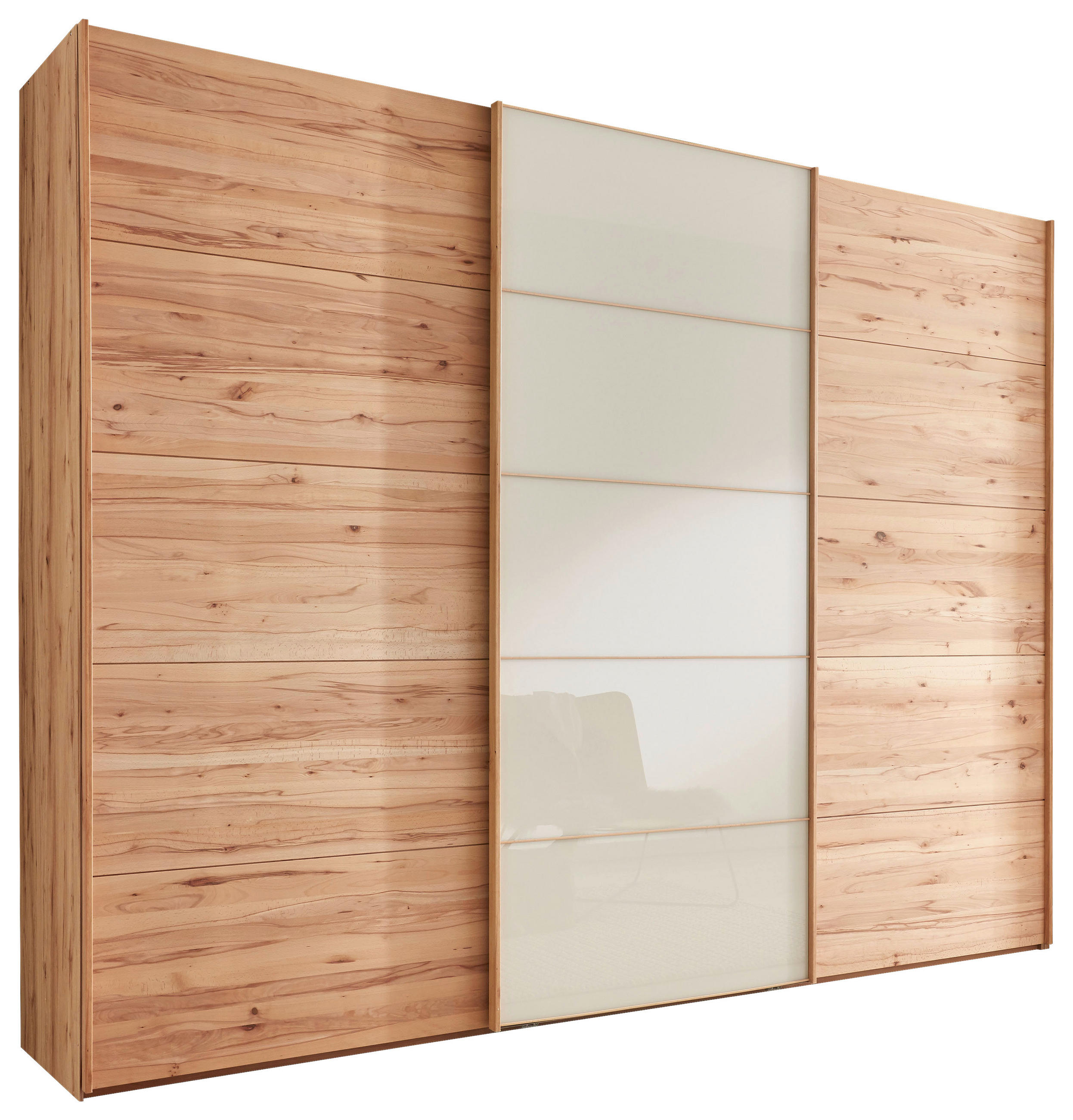 FÜGGESZTETT TOLÓAJTÓS SZEKRÉN részben tömörfa bükk bükk, Pezsgő  - Pezsgő/bükk, Natur, faalapú anyag/Üveg (300/236/67cm) - Linea Natura