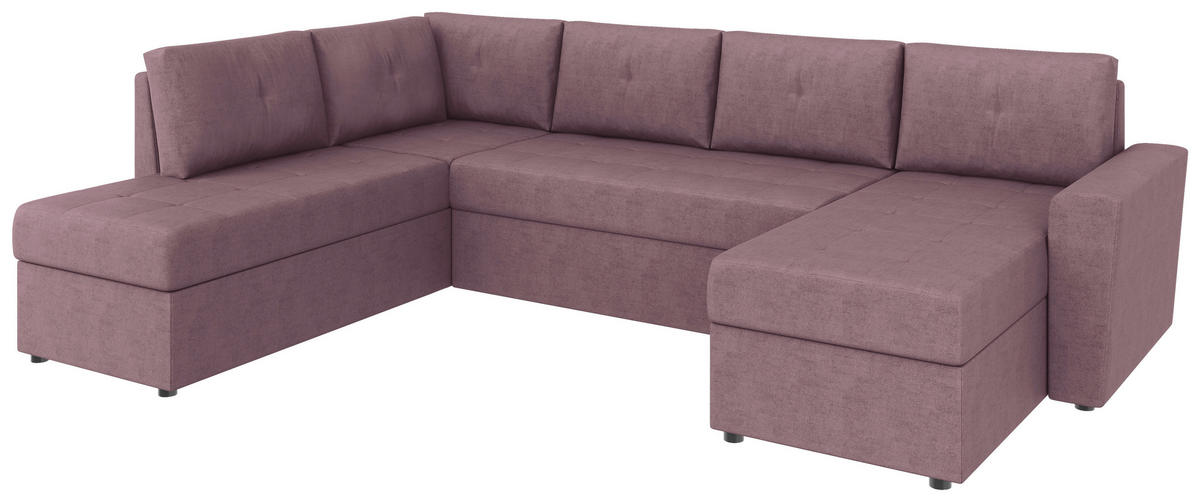 WOHNLANDSCHAFT TERMOLI Rosa Jacquard  - Schwarz/Rosa, Design, Kunststoff/Textil (212/297/155cm) - MID.YOU