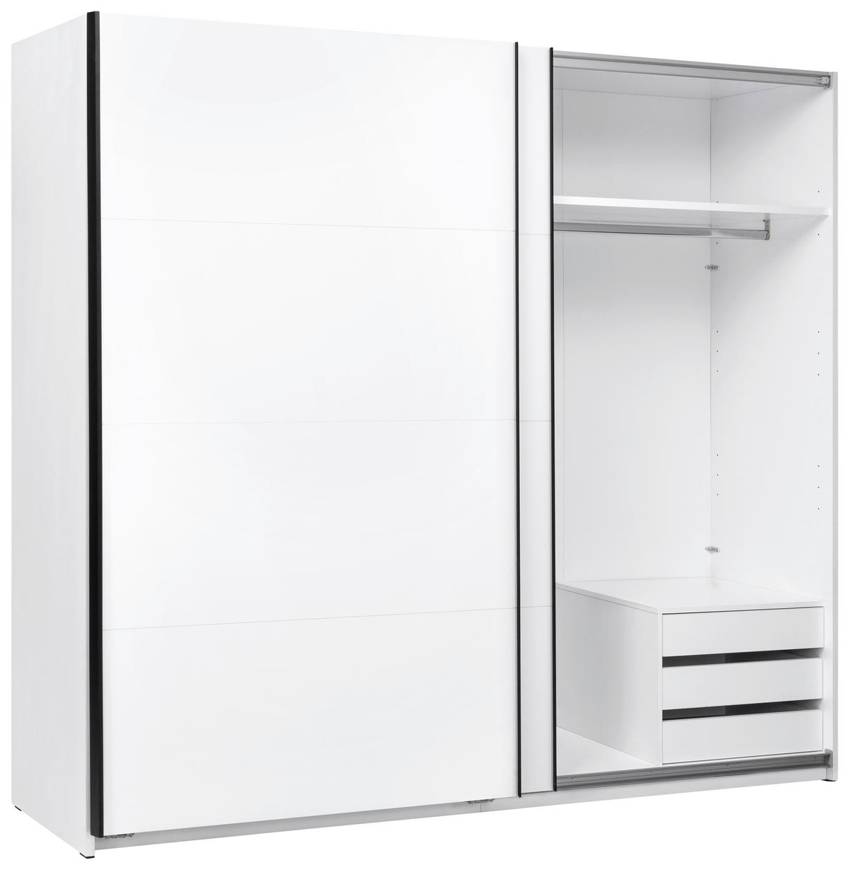 SCHIEBETÜRENSCHRANK 250/211,5/61,5 cm 2-türig Weiß  - Schwarz/Weiß, MODERN, Holzwerkstoff/Metall (250/211,5/61,5cm) - MID.YOU