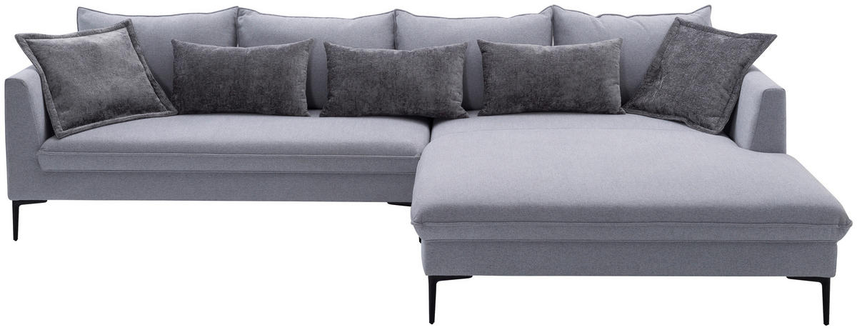 ECKSOFA in Flachgewebe Grau  321/187 cm  - Dunkelgrau/Schwarz, Design, Textil/Metall (321/187cm) - Livetastic
