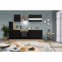 KÜCHENBLOCK 240 cm   in Schwarz  - Edelstahlfarben/Eichefarben, Basics, Holzwerkstoff/Metall (240cm) - Respekta