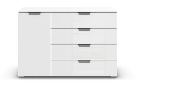 KOMMODE in 120/81/42 cm - Chromfarben/Weiß, Design, Glas/Holzwerkstoff (120/81/42cm) - Carryhome