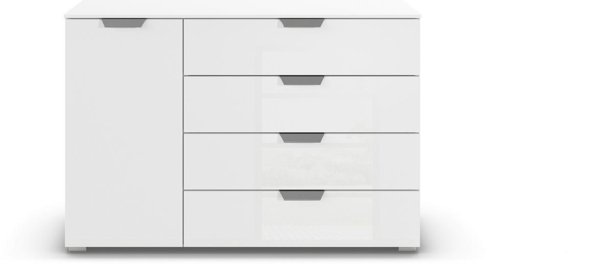 KOMMODE 120/81/42 cm  in Weiss  - Chromfarben/Weiss, Design, Glas/Holzwerkstoff (120/81/42cm) - Carryhome