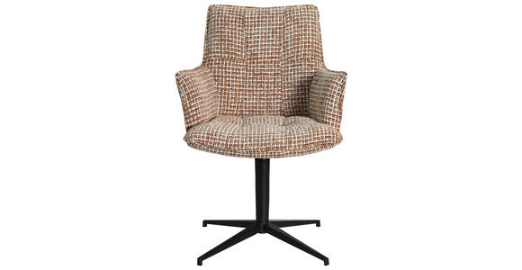 ARMLEHNSTUHL in Eisen Chenille - Hellbraun/Schwarz, Design, Textil/Metall (59,5/87,5/62,5cm) - Novel