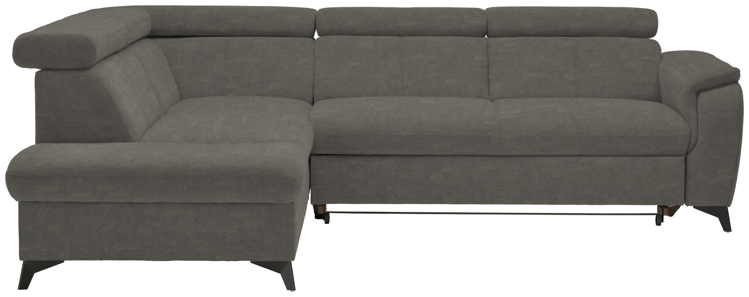 ECKSOFA in Mikrofaser Graubraun  - Graubraun/Schwarz, Design, Textil/Metall (203/260cm) - Stylife