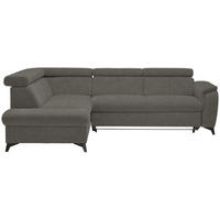 ECKSOFA in Mikrofaser Graubraun  - Graubraun/Schwarz, Design, Textil/Metall (203/260cm) - Stylife