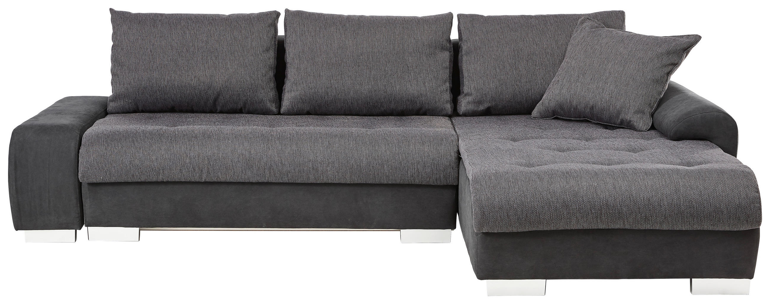 ECKSOFA Anthrazit, Schwarz Webstoff, Flachgewebe - Anthrazit/Schwarz, Design, Kunststoff/Textil (278/198cm) - Carryhome