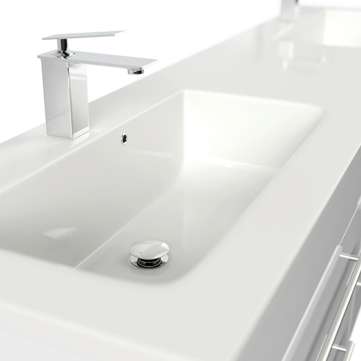 WASCHTISCHKOMBI 200 cm  - Weiß Hochglanz/Weiß, Basics, Holzwerkstoff/Stein (200cm) - MID.YOU