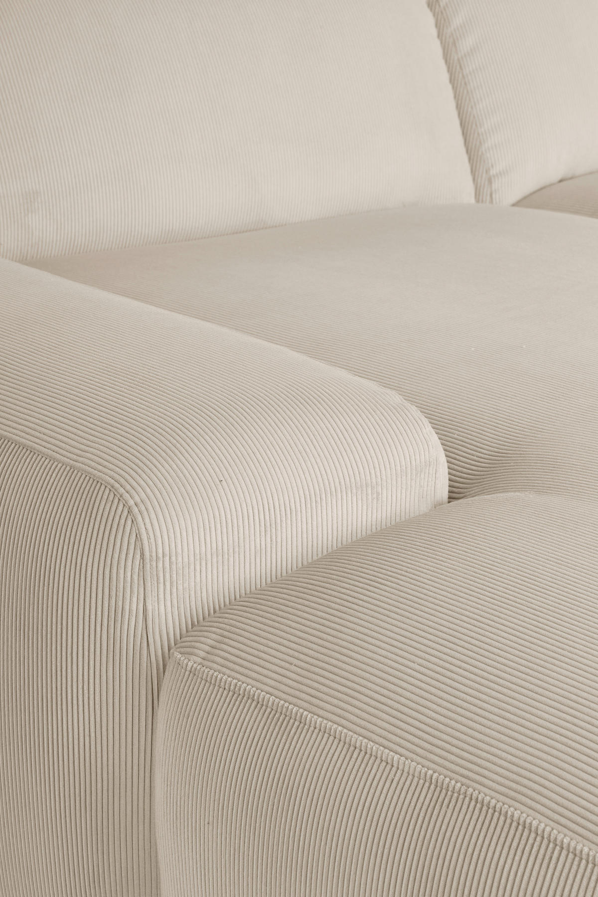 ECKSOFA in Cord Beige  - Beige/Schwarz, Design, Kunststoff/Textil (200/304cm) - MID.YOU