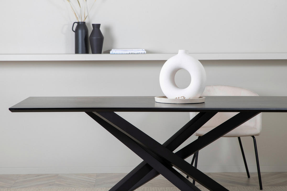 ESSTISCH furniert rechteckig Schwarz  - Schwarz, Design, Holzwerkstoff/Metall (180/90/76cm) - Livetastic