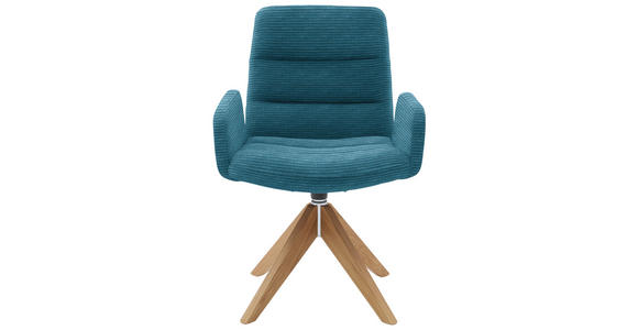 ARMLEHNSTUHL  in Cord  - Petrol/Naturfarben, Design, Holz/Textil (61/88/66cm) - Dieter Knoll