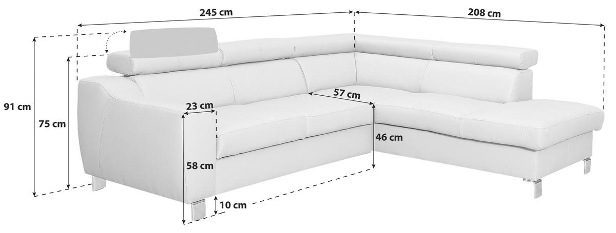 ECKSOFA in Webstoff Schwarz  - Buchefarben/Schwarz, Design, Holz/Textil (245/208cm) - Livetastic