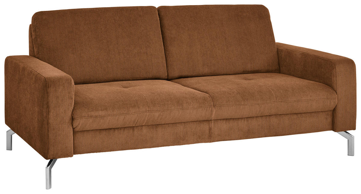 3-SITZER-SOFA Feincord Cognac  - Chromfarben/Cognac, Design, Textil/Metall (194/87/105cm) - Beldomo Style