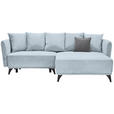 ECKSOFA in Chenille Türkis  - Türkis/Schwarz, LIFESTYLE, Textil/Metall (255/172cm) - Carryhome