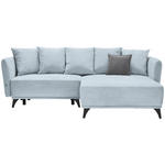 ECKSOFA in Chenille Türkis  - Türkis/Schwarz, LIFESTYLE, Textil/Metall (255/172cm) - Carryhome