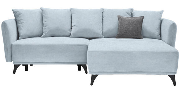 ECKSOFA in Chenille Türkis  - Türkis/Schwarz, LIFESTYLE, Textil/Metall (255/172cm) - Carryhome