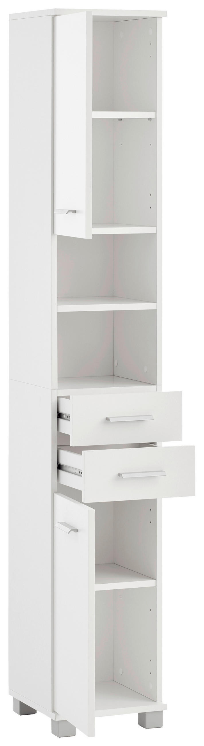 HOCHSCHRANK 30,3/181/32,6 cm  - Silberfarben/Weiß, KONVENTIONELL, Holzwerkstoff/Kunststoff (30,3/181/32,6cm) - Stylife