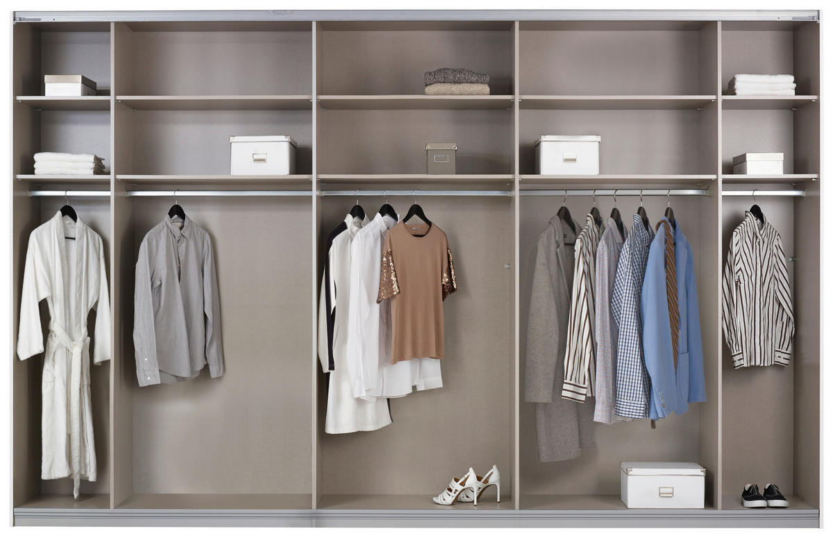 SCHWEBETÜRENSCHRANK 361/229/62 cm 3-türig  - Alufarben/Grau, MODERN, Holzwerkstoff/Metall (361/229/62cm) - Luca Bessoni