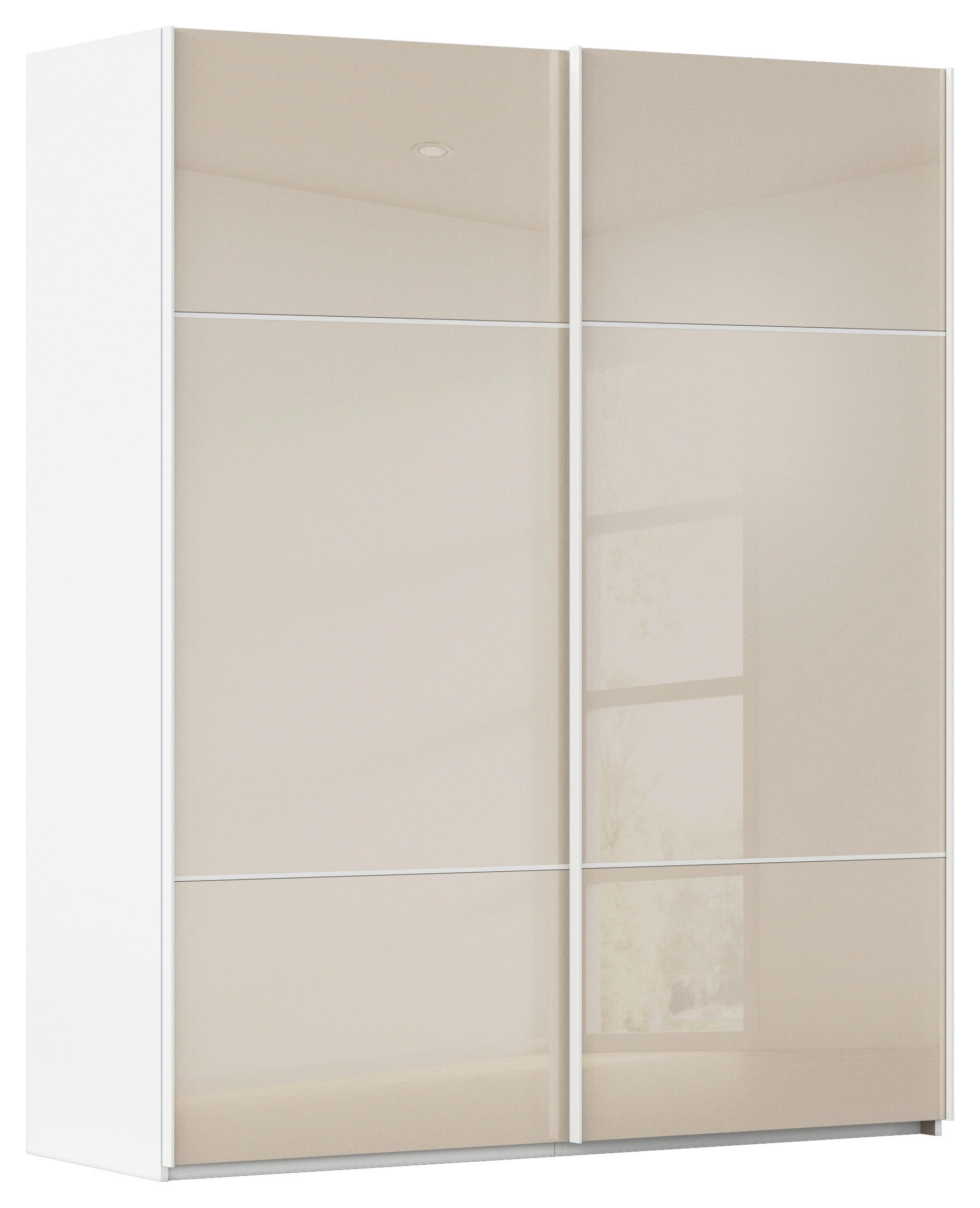 SCHWEBETÜRENSCHRANK 181/223/67 cm 2-türig Weiß, Champagner  - Champagner/Weiß, KONVENTIONELL, Glas/Holzwerkstoff (181/223/67cm) - Novel