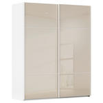 SCHWEBETÜRENSCHRANK  in Weiß, Champagner  - Champagner/Weiß, KONVENTIONELL, Glas/Holzwerkstoff (181/223/67cm) - Novel