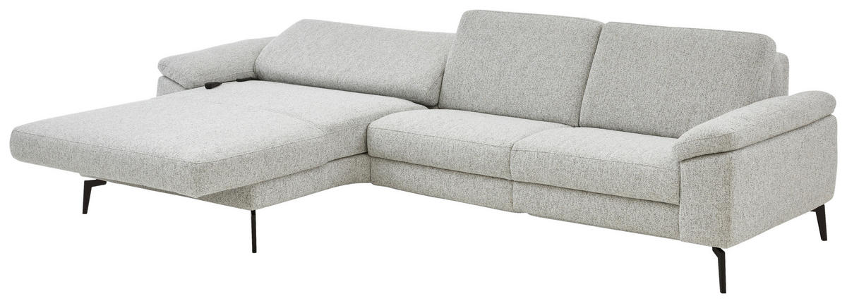 ECKSOFA  in Chenille Silberfarben  171/309 cm  - Silberfarben/Schwarz, Design, Textil/Metall (171/309cm) - Valdera
