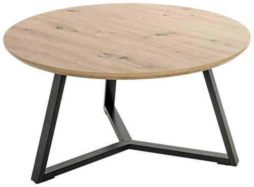 COUCHTISCH 80/80/41 cm rund Schwarz, Eichefarben  - Eichefarben/Schwarz, Design, Holzwerkstoff/Metall (80/80/41cm)