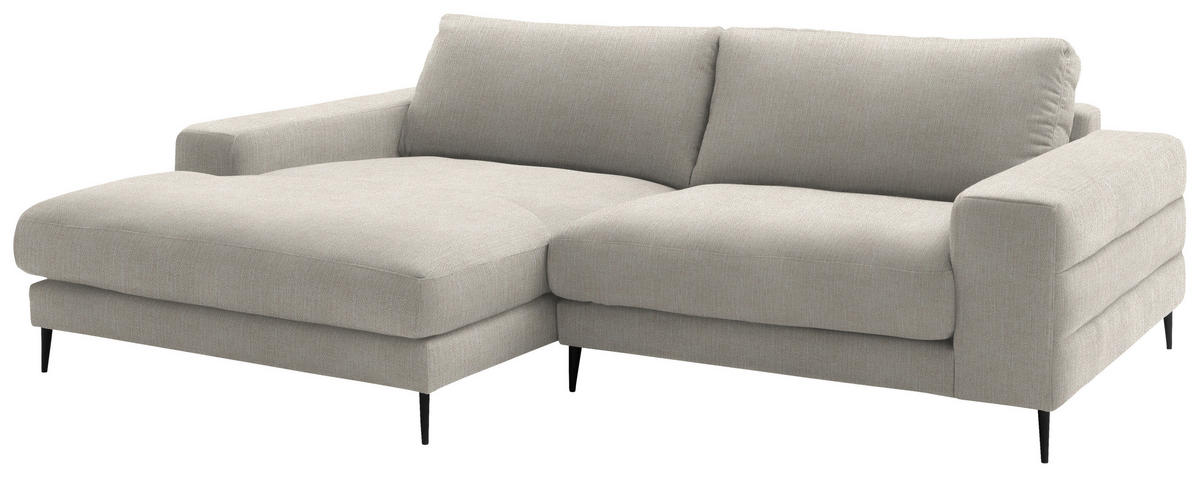 ECKSOFA in Flachgewebe Naturfarben  177/253 cm  - Schwarz/Naturfarben, Design, Textil/Metall (177/253cm) - Dieter Knoll