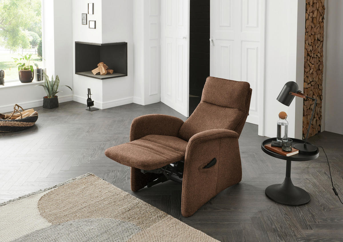 FERNSEHSESSEL in Chenille Braun  - Braun, Konventionell, Kunststoff/Textil (79-83/108/87cm) - Valdera