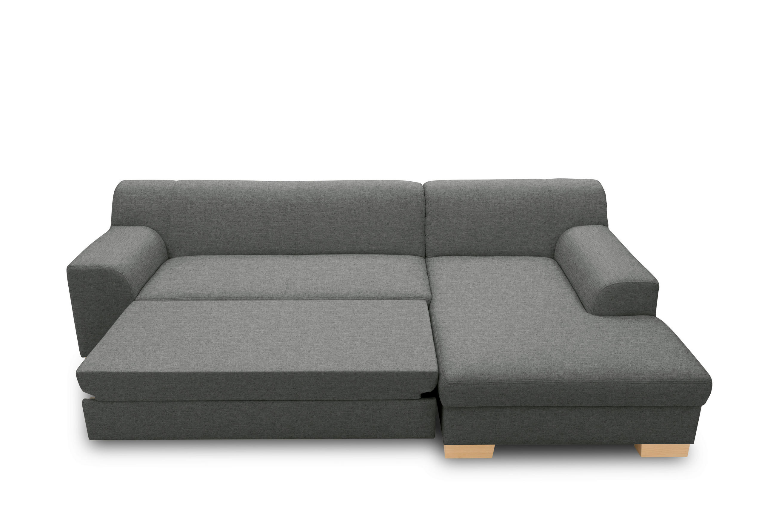 ECKSCHLAFSOFA  TINOS Dunkelgrau Webstoff  - Dunkelgrau/Naturfarben, Basics, Holz/Textil (273/157cm) - MID.YOU