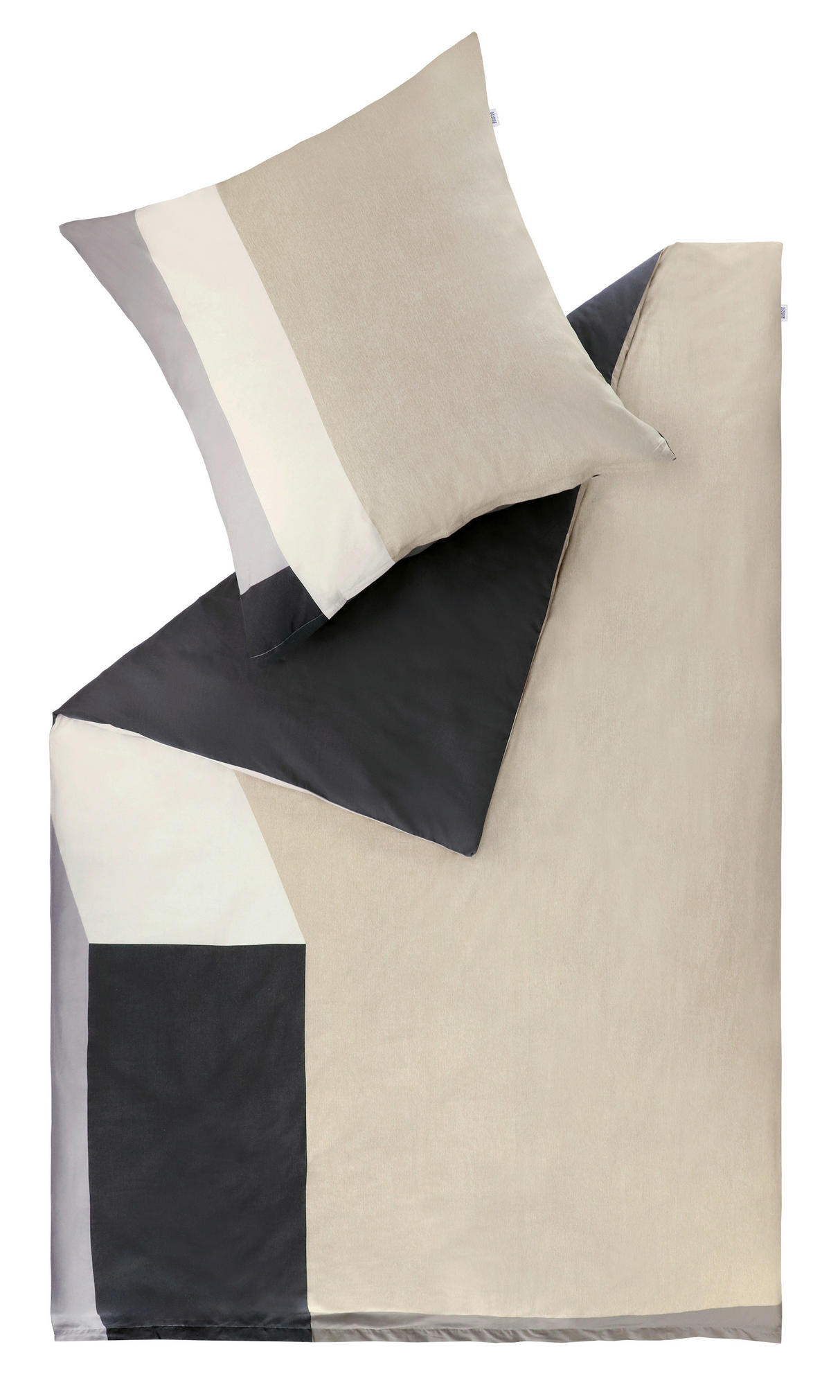 WENDEBETTWÄSCHE SW-Jolie anthrazit Satin 155/220 cm  - Anthrazit/Beige, Design, Textil (155/220cm) - Schöner Wohnen